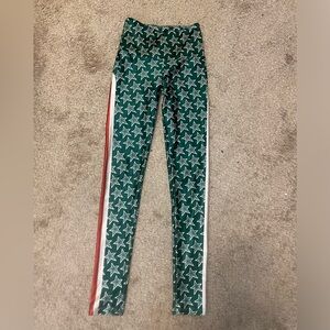 Goldsheep Green and Red Stars and Stripes Leggings